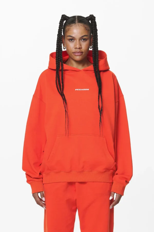Atna Logo Oversized Hoodie Washed Signal Red