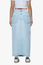 Aya Denim Midi Zip Skirt Washed Light Blue-1