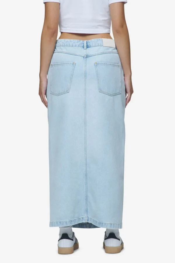 Aya Denim Midi Zip Skirt Washed Light Blue-1