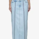 Aya Denim Midi Zip Skirt Washed Light Blue