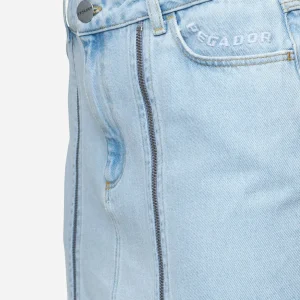 Aya Denim Midi Zip Skirt Washed Light Blue-2