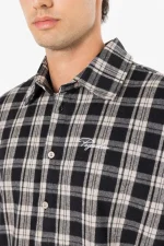 Bevill Flannel Shirt Washed Dark Stone Black-2