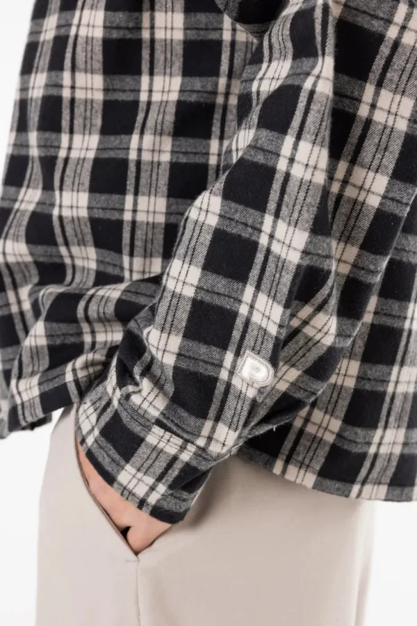Bevill Flannel Shirt Washed Dark Stone Black-3