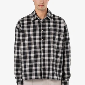 Bevill Flannel Shirt Washed Dark Stone Black