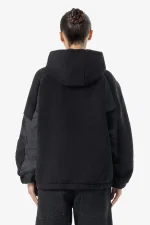 Bonny Teddy Fabric Mix Halfzip Black-1