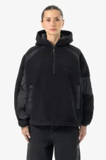 Bonny Teddy Fabric Mix Halfzip Black