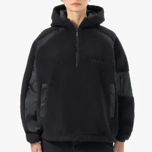 Bonny Teddy Fabric Mix Halfzip Black