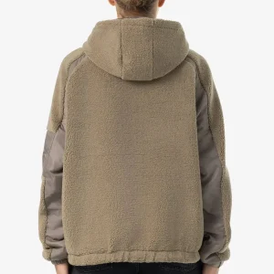 Bonny Teddy Fabric Mix Halfzip Desert Taupe-1