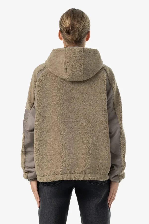 Bonny Teddy Fabric Mix Halfzip Desert Taupe-1