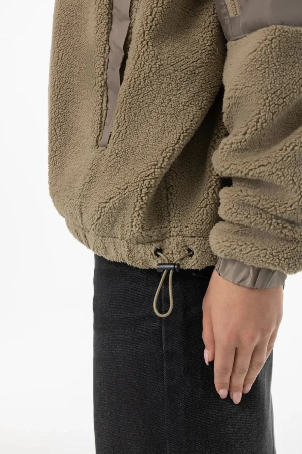 Bonny Teddy Fabric Mix Halfzip Desert Taupe-3