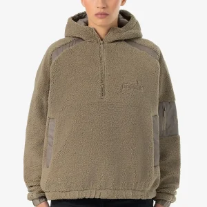 Bonny Teddy Fabric Mix Halfzip Desert Taupe