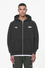 Caesar Terry Raglan Sweat Jacket Vintage Black-1