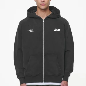 Caesar Terry Raglan Sweat Jacket Vintage Black-1