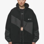 Casma Teddy Fabric Mix Jacket Black