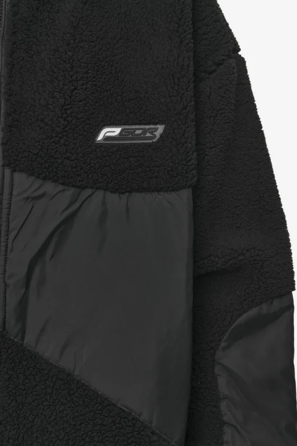 Casma Teddy Fabric Mix Jacket Black-2