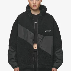 Casma Teddy Fabric Mix Jacket Black