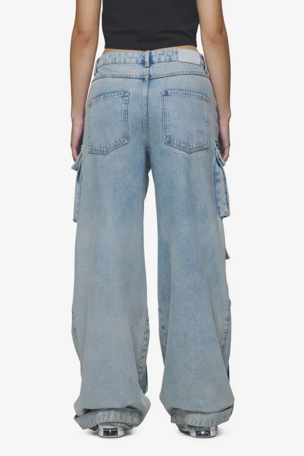 Celina High Waist Cargo Jeans Washed Pale Blue-1