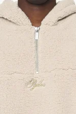 Clare Teddy Half Zip Hoodie Kingdom Beige-2