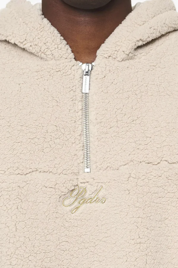 Clare Teddy Half Zip Hoodie Kingdom Beige-2