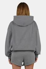 Clarita Logo Oversized Hoodie Vintage Grey Black-1