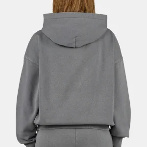 Clarita Logo Oversized Hoodie Vintage Grey Black-1