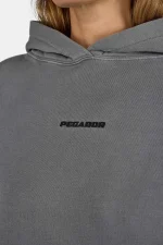 Clarita Logo Oversized Hoodie Vintage Grey Black-2