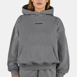 Clarita Logo Oversized Hoodie Vintage Grey Black