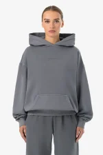 Clarita Logo Oversized Hoodie Vintage Grey Grey