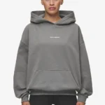 Clarita Logo Oversized Hoodie Washed Deep Grey White Gum