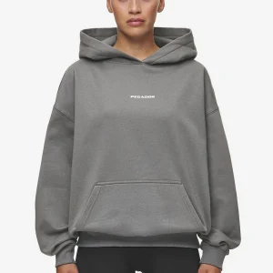 Clarita Logo Oversized Hoodie Washed Deep Grey White Gum