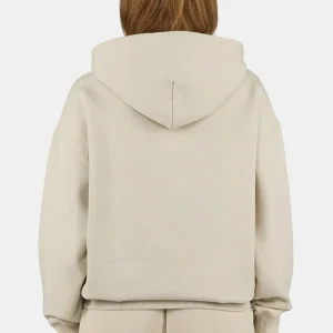 Clarita Logo Oversized Hoodie Washed Light Beige White-1