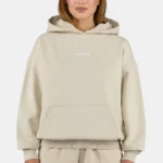 Clarita Logo Oversized Hoodie Washed Light Beige White