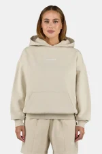 Clarita Logo Oversized Hoodie Washed Light Beige White