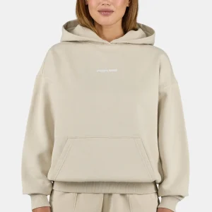 Clarita Logo Oversized Hoodie Washed Light Beige White