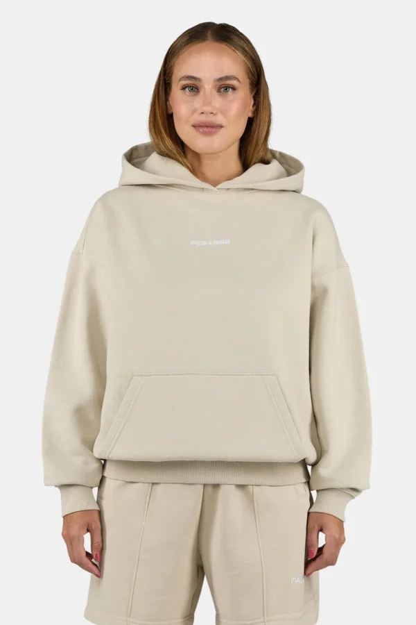 Clarita Logo Oversized Hoodie Washed Light Beige White