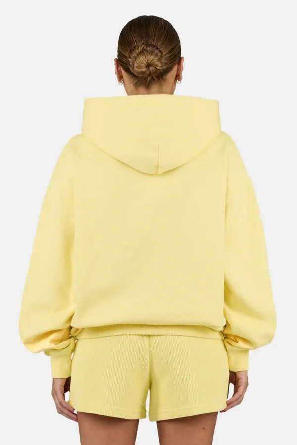 Clarita Logo Oversized Hoodie Washed Soft Yellow White-1