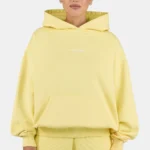 Clarita Logo Oversized Hoodie Washed Soft Yellow White
