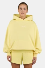 Clarita Logo Oversized Hoodie Washed Soft Yellow White
