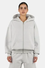 Clarita Oversized Sweat Jacket Washed Pure Grey White