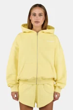 Clarita Oversized Sweat Jacket Washed Soft Yellow White