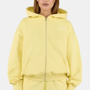 Clarita Oversized Sweat Jacket Washed Soft Yellow White