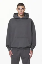 Colne Logo Oversized Hoodie Washed Volcano Grey