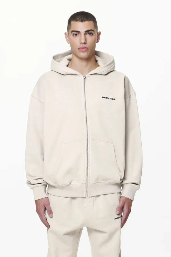Colne Logo Oversized Sweat Jacket Washed Dust Cream
