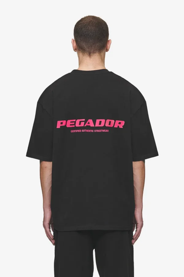 Colne Logo Oversized Tee Washed Black Virtual Pink-1
