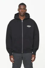 County Oversized Sweat Jacket Vintage Washed Onyx Black