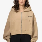 Culla Logo Cropped Zip Hoodie Vintage Washed Espresso Black