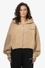 Culla Logo Cropped Zip Hoodie Vintage Washed Espresso Black