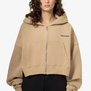 Culla Logo Cropped Zip Hoodie Vintage Washed Espresso Black