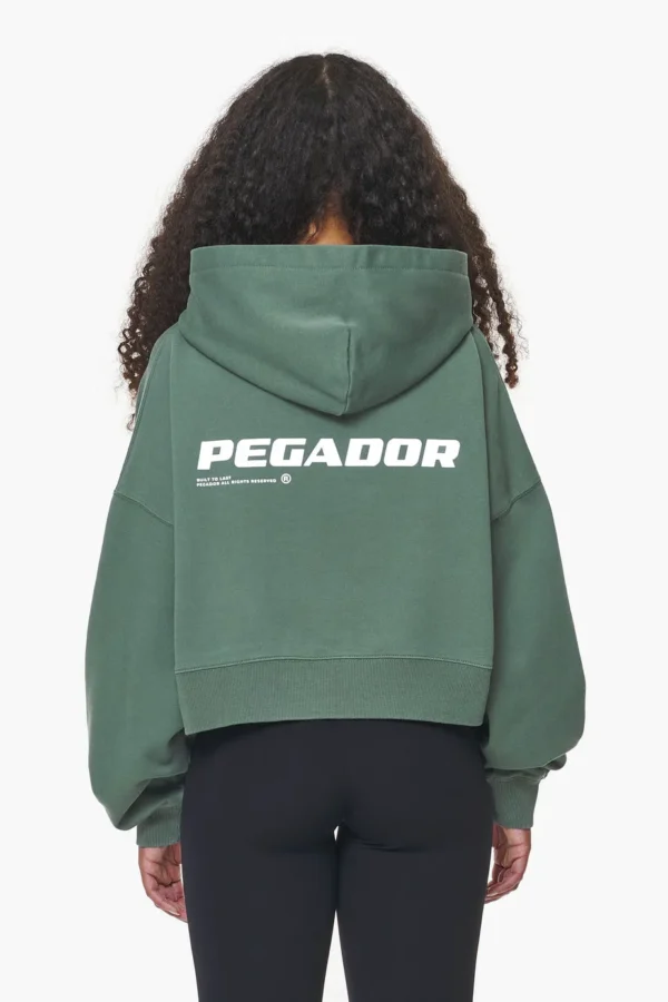 Dorothy Cropped Oversized Hoodie Vintage Washed Garden Green-1