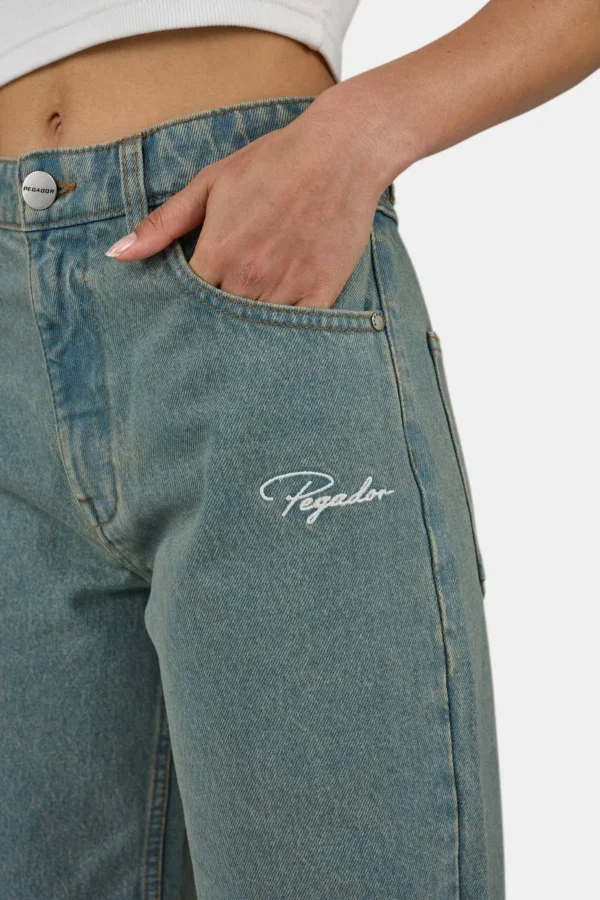 Elina Wide Leg Jeans Washed Vintage Blue-2